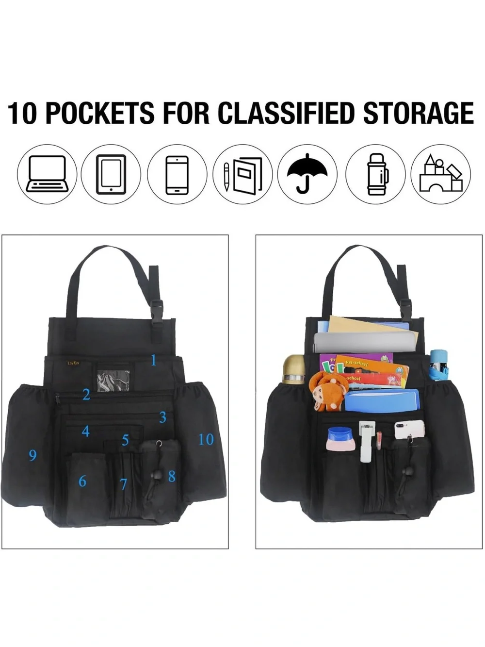 Car Front Seat Organizer - Car File Organizer, Passenger Seat Storage Bag
